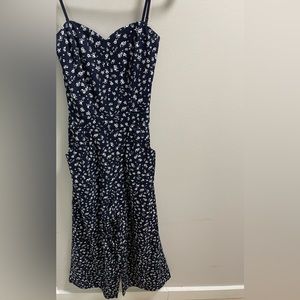 WORN ONCE Blue Flower Jumpsuit with tie in back